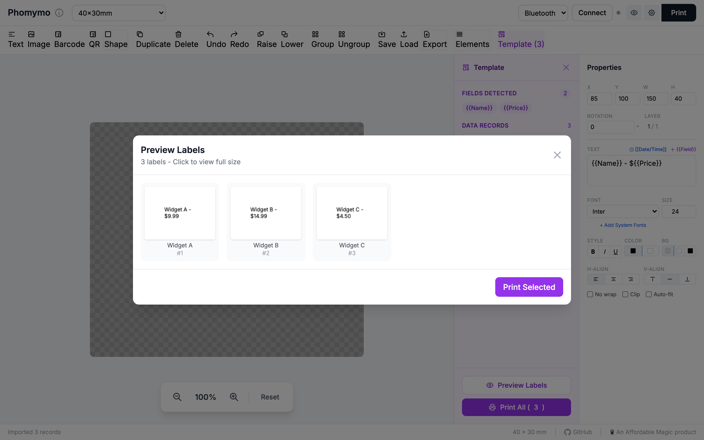 Preview grid